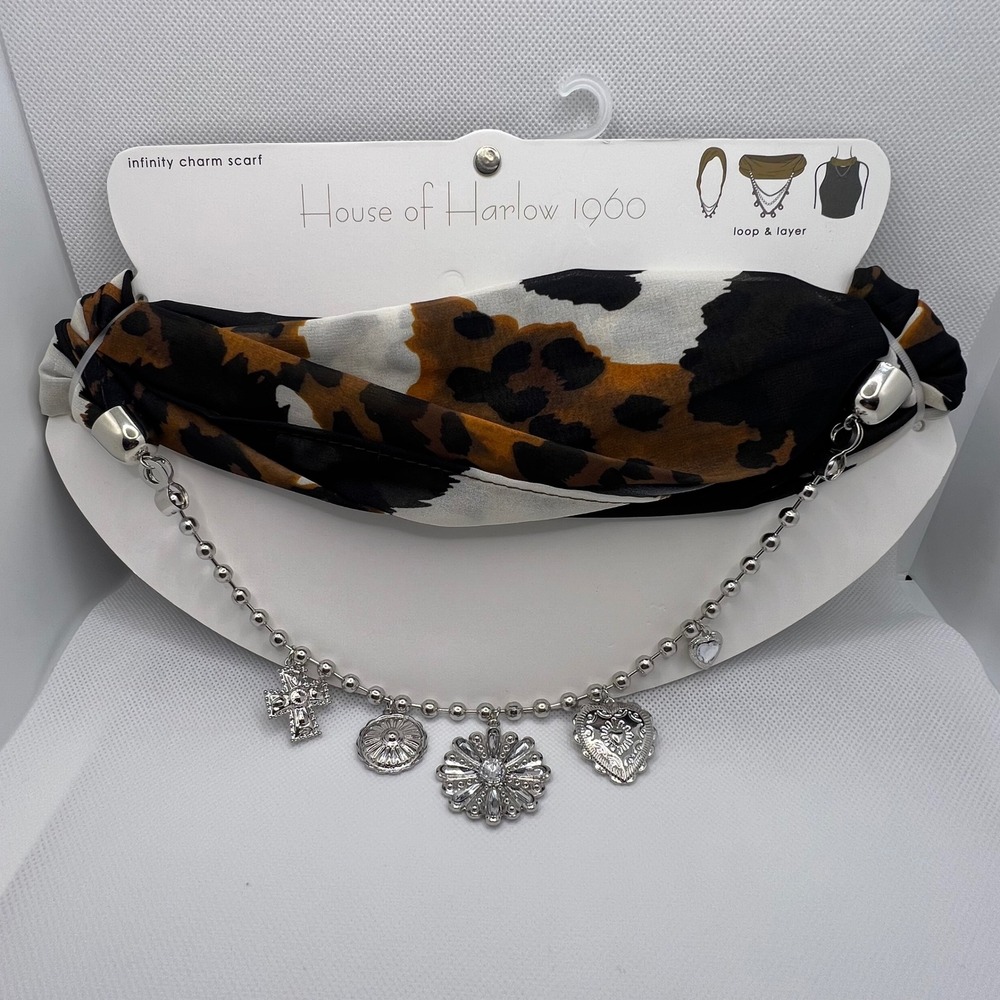 House of Harlow 1960 Infinity Charm Scarf - Leopard Animal Print